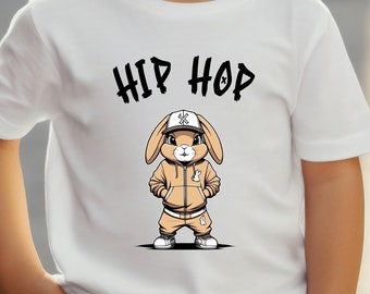 Kids T-Shirt | Hip Hop Bunny Rabbit Heavy Cotton Tee | Easter T-Shirt Gift Idea | Several Colours  Age 3-4 to 12-13