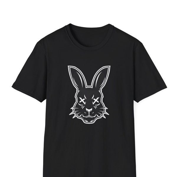 Gothic Style Cat Face T-Shirt | Black Image With White Outline | 7 Colours | Unisex | Gift For Any Occasion