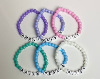 Personalised Bracelet for Adults & Kids - Pastel - ANY Name or Message - Elasticated Strap