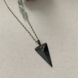 Collar de hematita, prehnita y fluorita... claridad, protección y curación, joyería de yoga, joyería boho