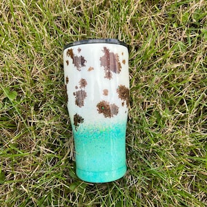 Cow print tumbler | Epoxy Glitter Tumbler