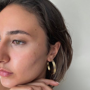 Large Hoop Earrings, Chunky Hoop Earrings, Large Thick Hoops, Waterproof Earrings, Large Flat Hoops, Statement Earrings, Gold Plated Hoops