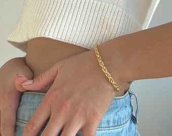 Gold Bracelet, Gold Chain Bracelet, Chunky Chain Bracelet, Waterproof Bracelet, Stacking Bracelet, Thick Chain Bracelet, Link Chain Bracelet