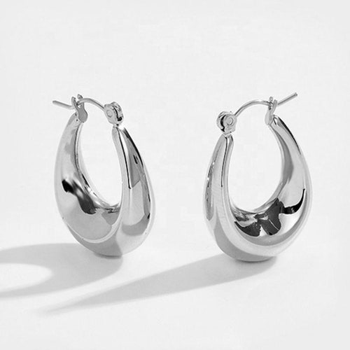 Super Chunky Silver Hoop Earrings Thick Extra Bold Hoops Etsy