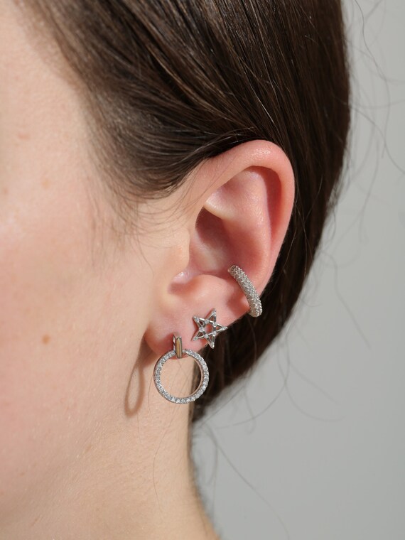 Silver earring set of 3 deals