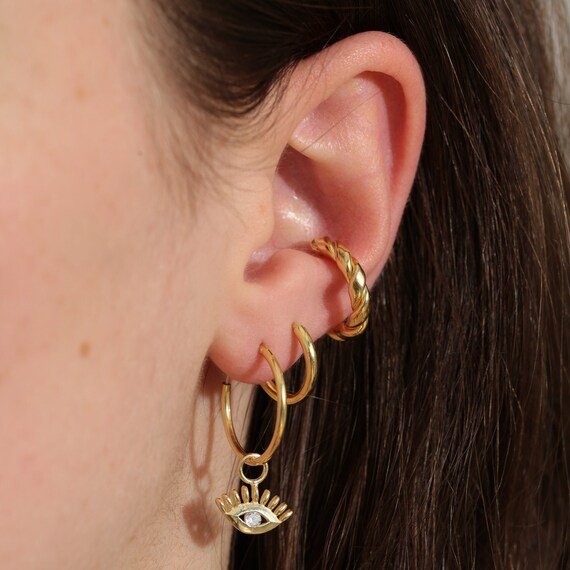 Large hoop on sale earrings with charm