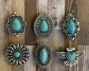TURQUOISE CROC CHARMS] Western croc charms] Turquoise charms