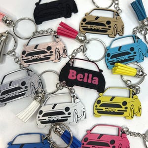Fiat 500 personalised custom car key ring with name