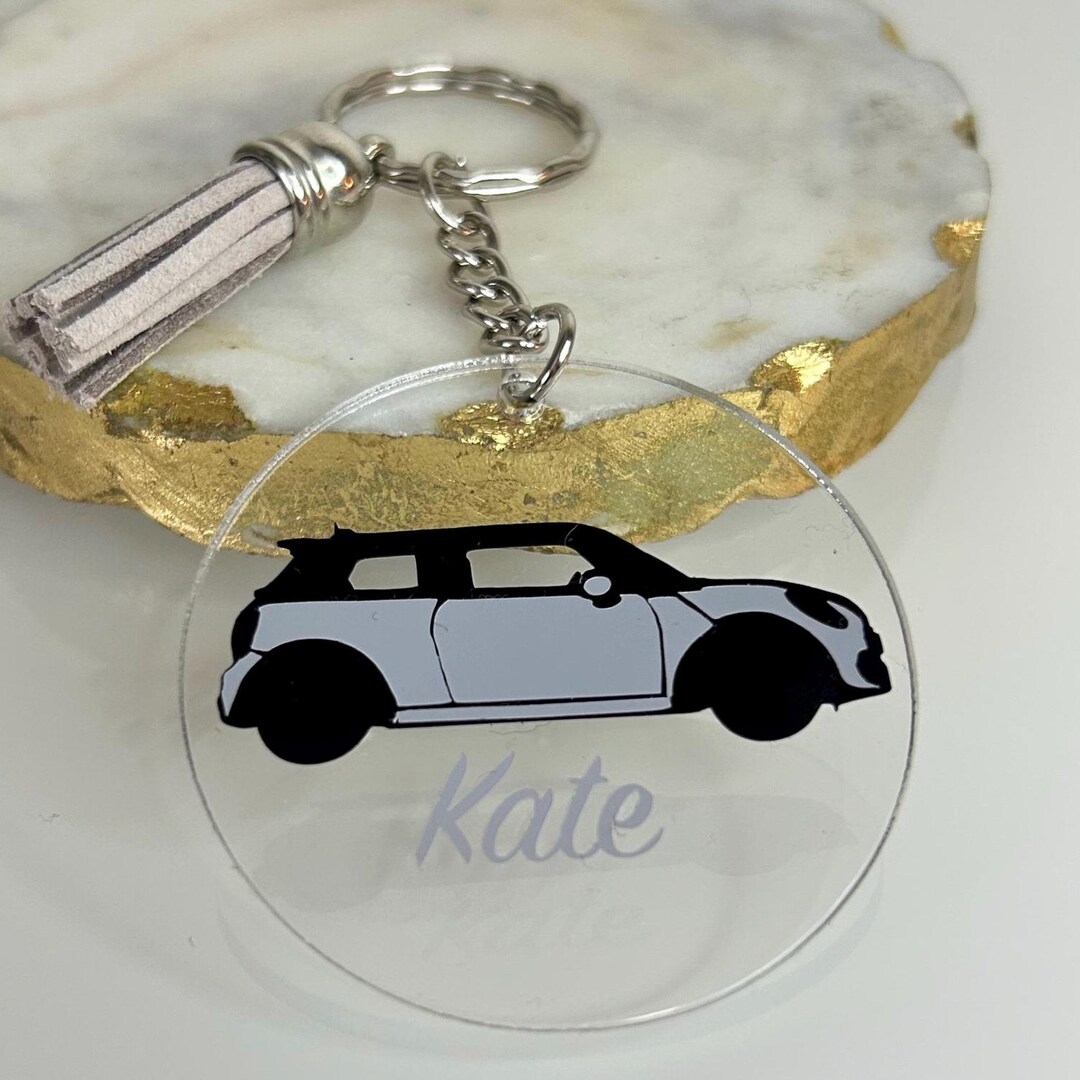 Mini Cooper Personalised Acrylic Car Key Ring With Name With Tassel ...
