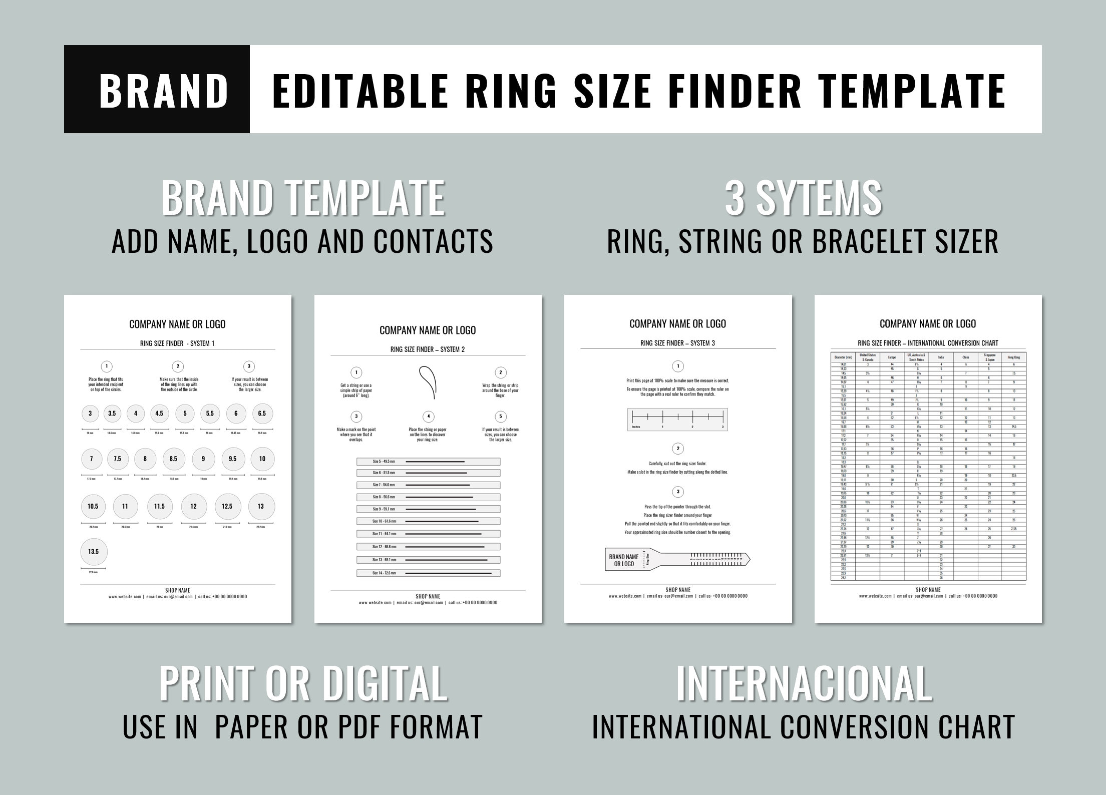 ring size finder brand editable ring sizer printable in etsy canada
