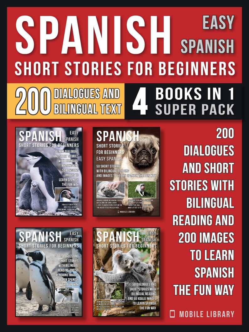 4 Books in 1 4 Libros en 1 Super Pack English Spanish Etsy