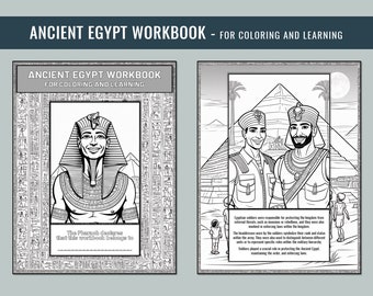 Ancient Egypt Coloring Workbook for Kids, Homeschool History Activity Printable, Pharaoh Pyramids Activity Sheets, 20 Page Educational PDF
