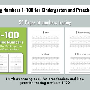 Tracing Numbers 1-100 for Kindergarten and Preschoolers -  Numbers tracing book for preschoolers and kids, practice tracing numbers 1-100