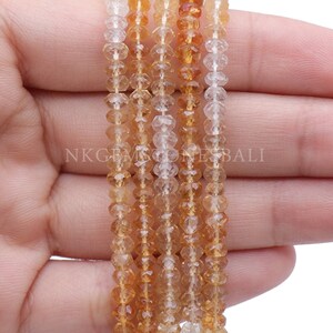 AAA Quality Natural Citrine Rondelle Faceted Beads Strand, 3-4mm, 13 Inch String - Jewelry Making Supplies - View #5