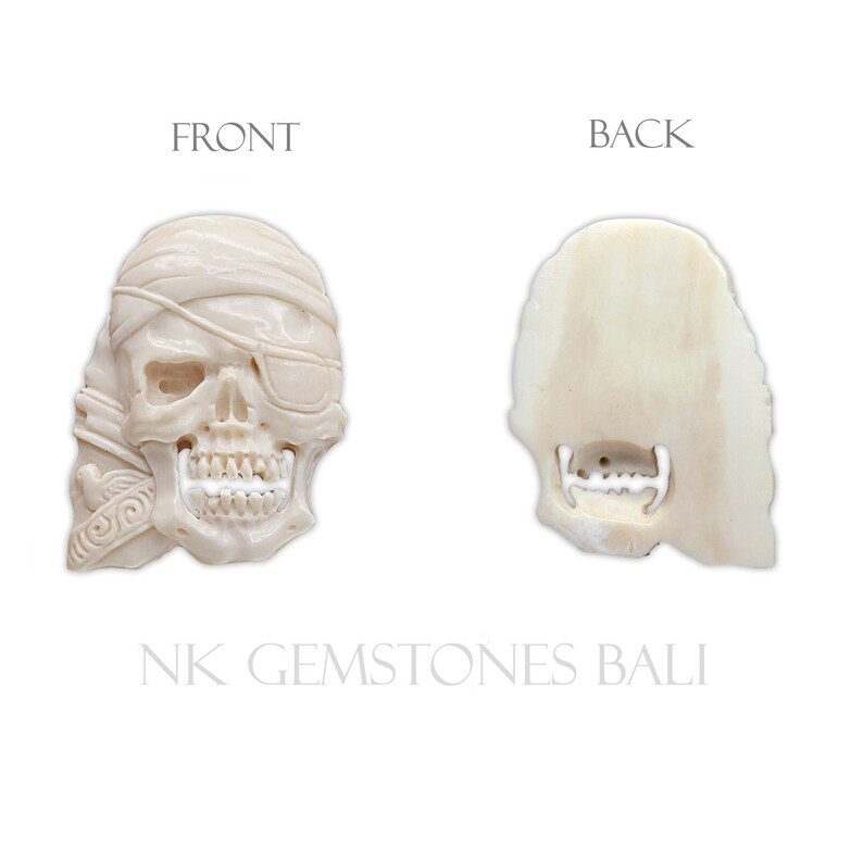 Beautiful Hand Carved Pirate Skull Bone Carving Pendant Bali Bone Carving Buffalo Bone Carving Jewelry Supplies Pirates Skull