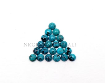 5 Pieces 4 mm Turquoise Round Cabochon Gemstone | Flat back Cabochon | Natural Loose Cabochon | Natural Turquoise Cabochon | Round Gemstone