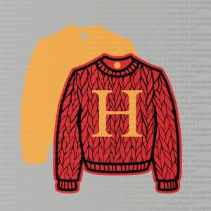 Etichetta a strati con maglione Weasley SVG - HP Fan Art - SVG / File vettoriale per Cricut / Silhouette - Etichetta e ornamento natalizio - Tutte le lettere!