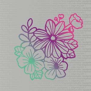 Flower Cluster 3 - Big Wildflowers and Ferns - SVG / Vector File for Decals, Cricut, Glowforge, and Lasercutter