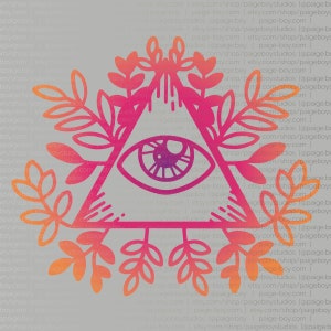 Triangle Eye with Ferns  - SVG / Vector File for Cricut, Glowforge, and Lasercutter - Edgy, Witchy + Alternative Decal