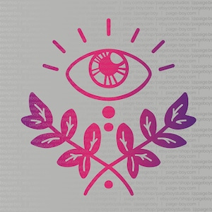 Mystical Eye with Mirrored Leaves  - SVG / Vector File for Cricut, Glowforge, and Lasercutter - Edgy, Witchy + Alternative Decal