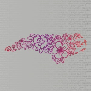 Floral North Carolina - SVG / Vector File for Cricut, Glowforge, and Lasercutter - NC Flower Graphic
