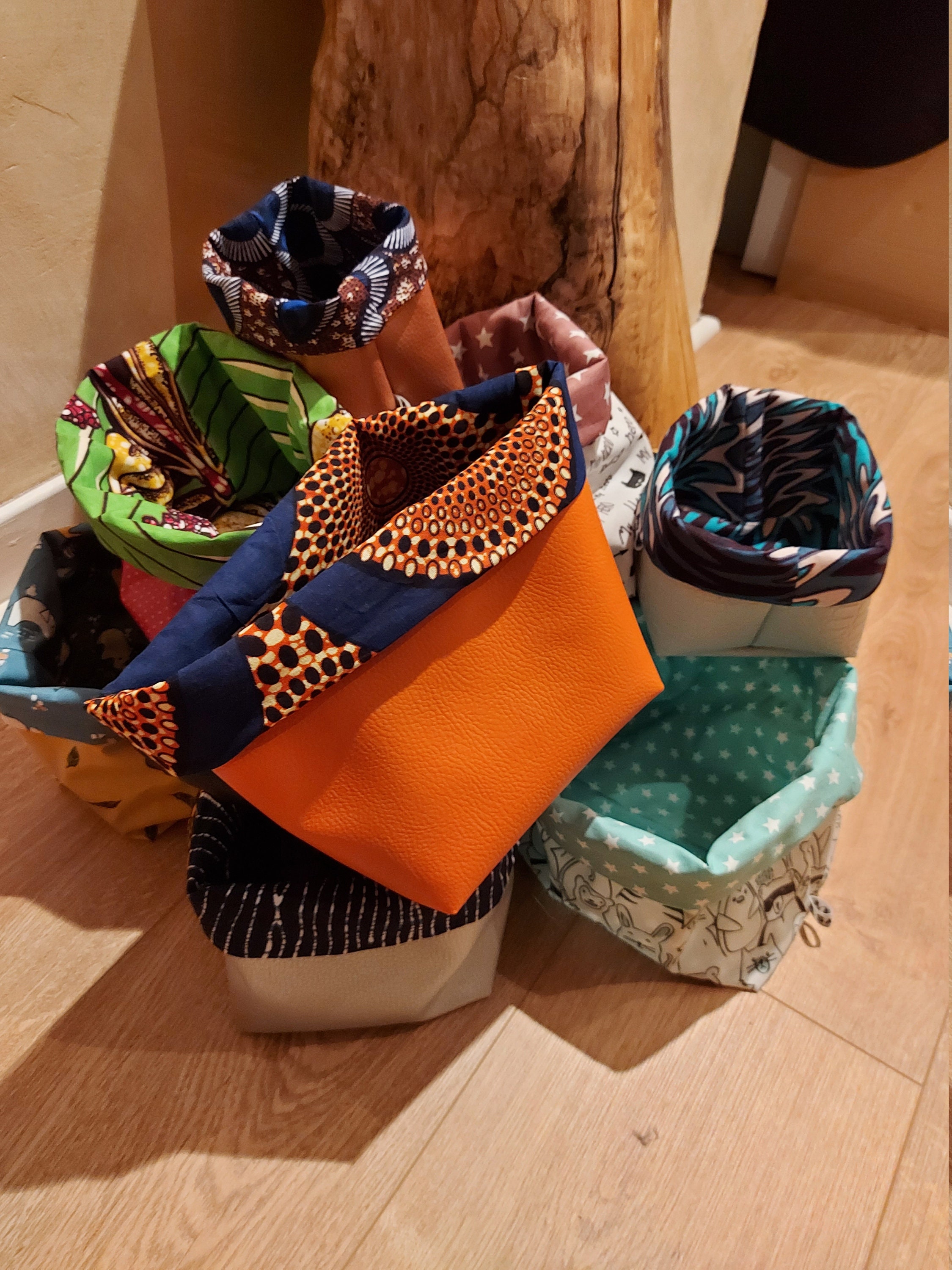 Paniers Tout en Tissu de Matières Différentes