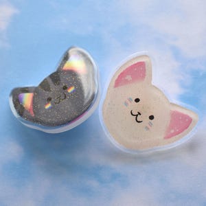 Pride Cat 2" Acrylic Pins with Glitter Epoxy - Transgender & Rainbow