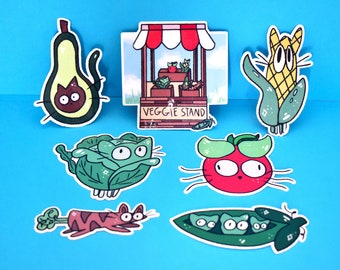 Veggie Cats 3" Vinyl Stickers