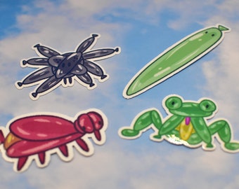 3" Unusual Balloon Animal Stickers - Spider, Snake, Bug, Frog