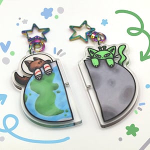3” Magnet BFF Keychain Set - Alien Cat and Space Puppy