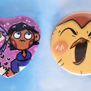 Owl House Buttons - Lumity Heart Button, Hooty Button