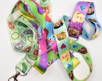 Lanyards (~1" x ~36") - Cats and Cucumbers, Worms on a String, Amphibia