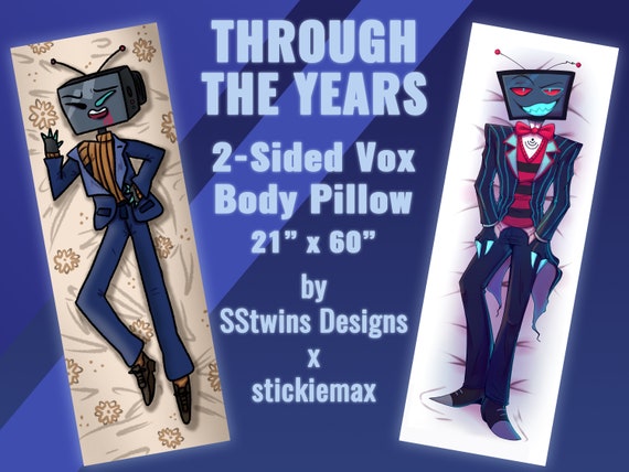 SFW Hazbin Hotel Vox Body Pillow COVER - Double-sided, 100 