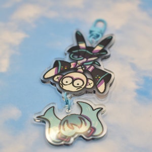 Wigless Hatsune Miku Dangle Acrylic Charm - 3&quot; + 2&quot;