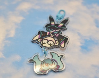 Pendentif en acrylique Hatsune Miku sans perruque - 3" + 2"