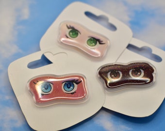 Anime Eyes 2" Acrylic Pins with Glitter Epoxy