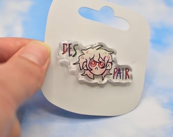 Nagito Komaeda 2&quot; Acrylic Pin with Glitter Epoxy