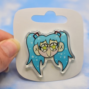 Hatsune Miku 2&quot; Acrylic Pin with Glitter Epoxy