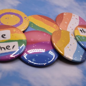 Custom Combination Pride Flag Pronouns Button - Any Pronouns - Pin, Keychain,  Magnet, Zipper Pull