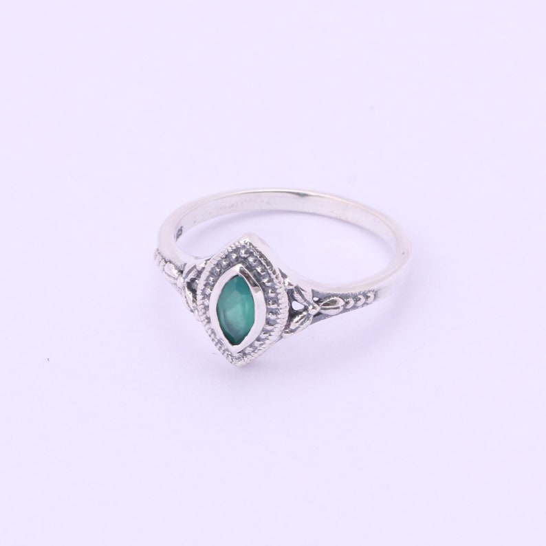 Handmade Silver Jewelry Gift For Her Natural Green Onyx Gemstone 925 Sterling Silver Ring Solitaire Ring Green Onyx Silver Ring