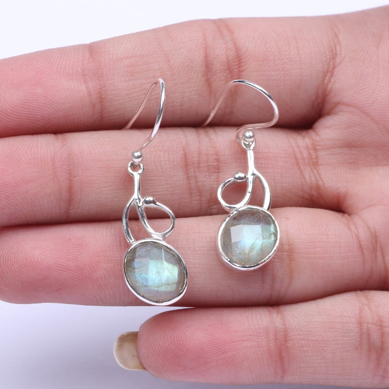 Valentine Gift Jewelry For Her Handmade Silver Earring Jewelry Labradorite Natural Gemstone 925 Sterling Silver Drop Dangle Earring