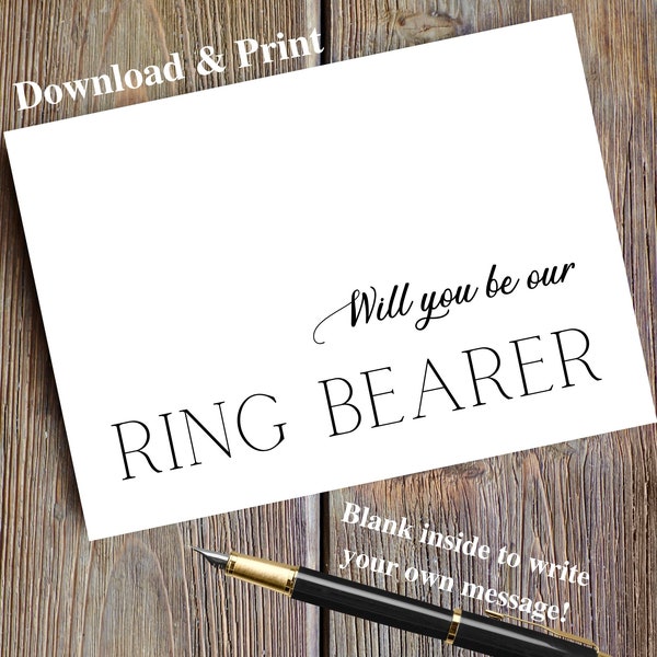 Printable Ring Bearer Proposal Card, Will You Be Our Ring Bearer Proposal Card, Printable Wedding Card, Digital Download, Bridal Party Card