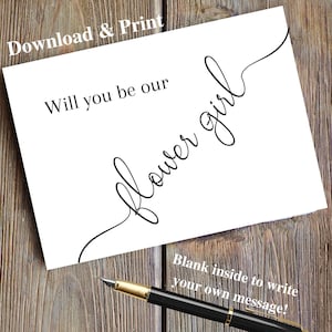 Willst du unser Blumenmädchen sein, druckbare Hochzeitskarte, digitaler Download, druckbare Blumenmädchenkarte, Brautpartykarte