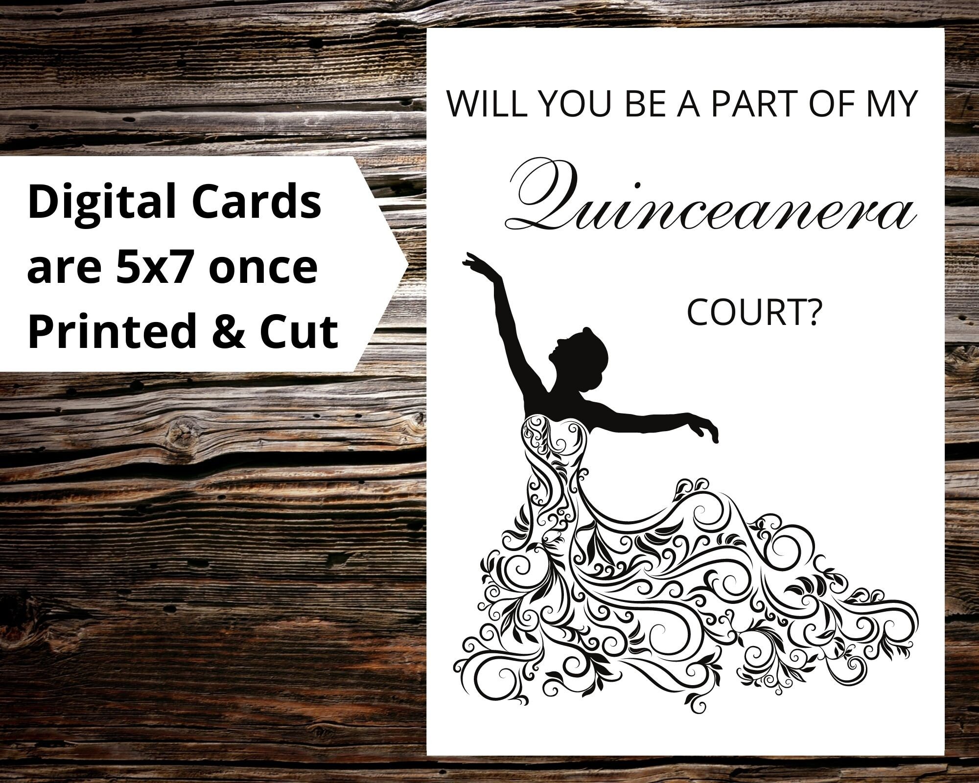 Quinceanera Dress Card, Quinceanera Invite, Printable Will You Be in My ...