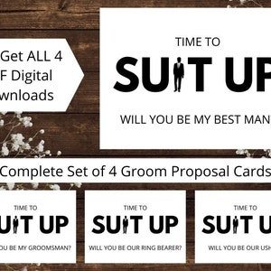 Complete Groom Bridal Party Cards, Best Man Proposal Card, Groomsman Proposal Card, Ring Bearer Proposal Card, Usher Proposal Card
