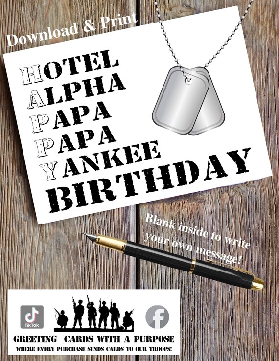 Printable Military Birthday Card Happy Birthday Digital - Etsy