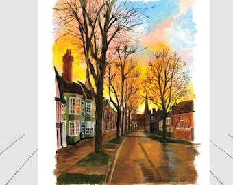 Blank Card - Horsham Sussex - landscape, birthday, special occasion "Causeway Sunset"