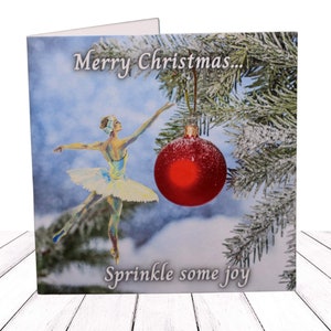 Tarjeta de Navidad - Dancer Art Range - En blanco, festivo, divertido, humor "Sprinkle Some Joy"