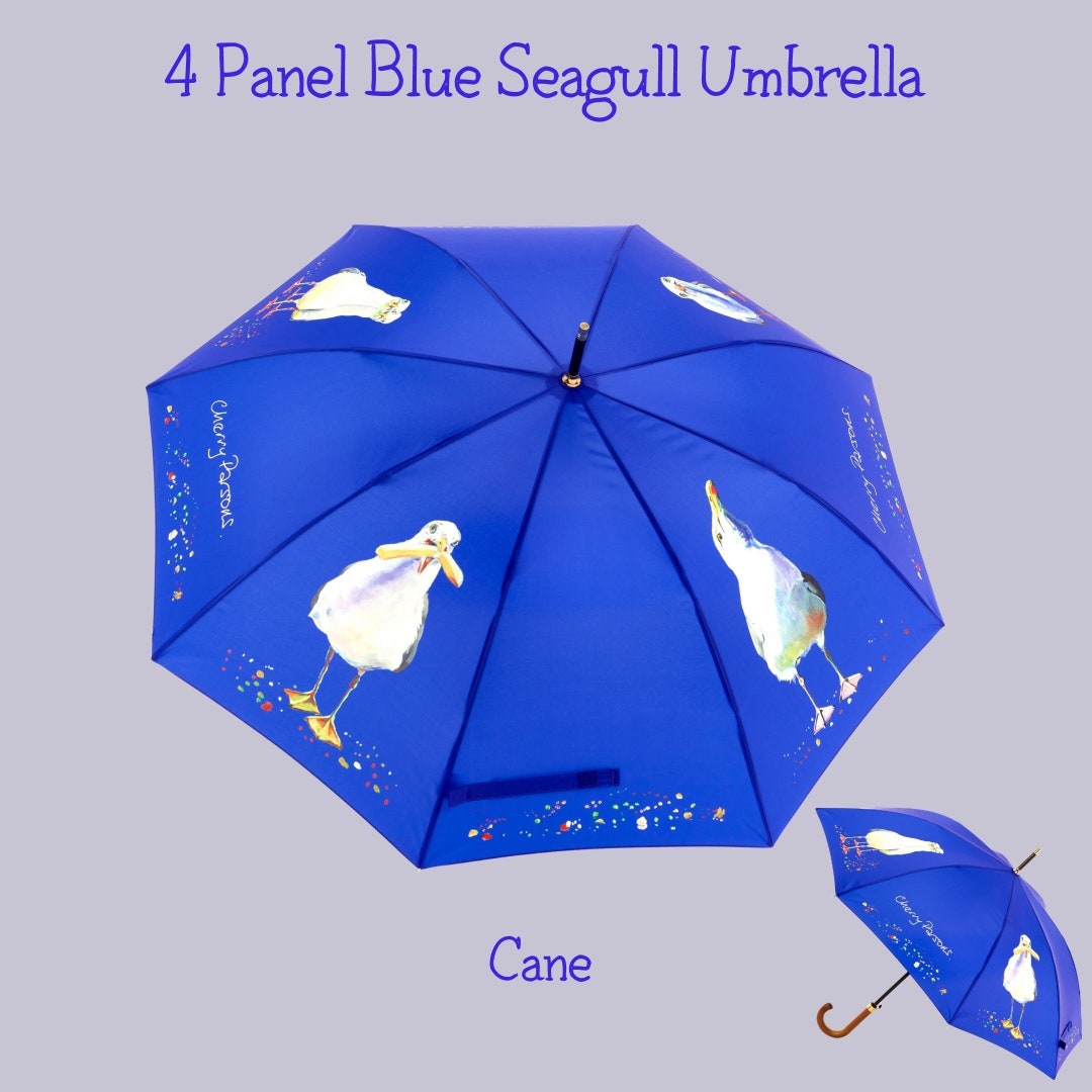 4 Panel Blue Cane Seagull Umbrella Etsy UK