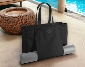 Personalisierte Monogramm Yoga Tasche, Einkaufstasche für Yoga, benutzerdefinierte Yoga Tasche, Pilates Tasche, Bio Einkaufstasche, Yogamatte Halter Tasche, Yoga Tasche mit Halter